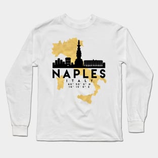 Naples Italy Skyline Map Art Long Sleeve T-Shirt